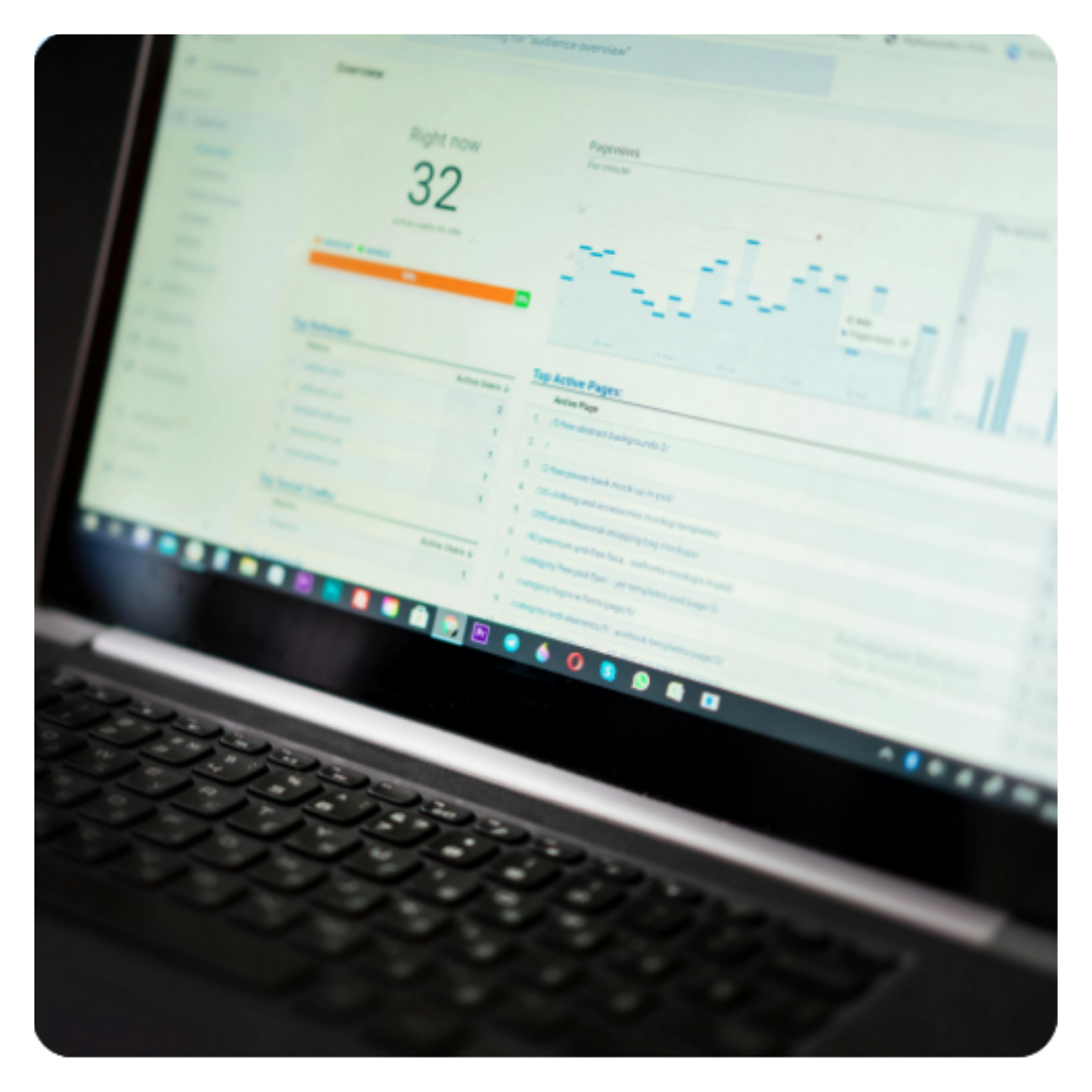 analytics graphs on a laptop screen